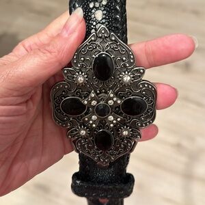 🎈Rhinestone-Leather Statement Belt w Beaded Design🎈